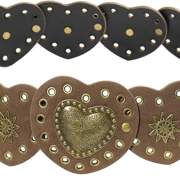 Women’s Vintage Western Wide Disc Belt - Hollow Out Style Adjustable 135cm